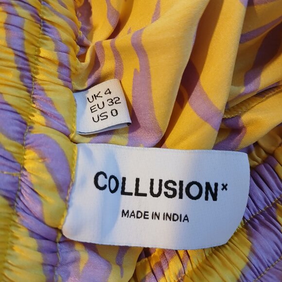 Collusion Women's Purple Yellow Zebra Stripe Boxer Shorts SZ 0 NWOT - Picture 4 of 8